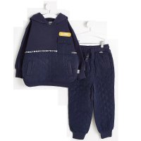 GX472: Unisex Navy Quilted Hoodie and Joggers Outfit (2-10 Years)